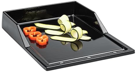 Chef Cuisine Gusseiserne Plancha – Grillplatte Gusseisen mit emaillierter Antihaftbeschichtung, Plancha Grillplatte 25x35 mit optimaler Hitzeverteilung, integrierte Fettrinne, hoher Rand, rechteckig