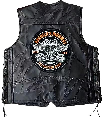 WalnutKing Chaleco de Cuero para Motociclista, Parches Bordados con Águila Americana, para Hombre (FR/ES, Letras, XL, Regular, Regular, Car)