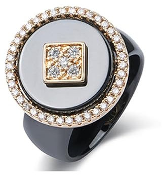 Keramikringe, eleganter Stil, klobiger 8 mm Dicker Ring, große, übergroße Damenringe, Bequeme Farbe, Modeschmuck, Geschenk, CZ-Kristall, Damenringe, Schwarz, 6
