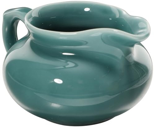 UPKOCH Salsera de cerámica pequeña salsera con mango liso jarra de leche de porcelana vertedor salsera para aderezo de ensalada caldo crema leche verde