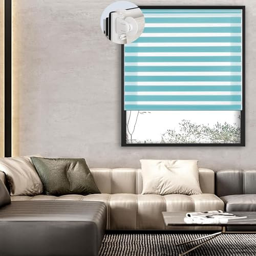 Doppelrollo Klemmfix ohne Bohren 40 x 110 cm Hitzeschutz, Sichtschutz Rollo Fensterrollo mit Klemmträger für Fenster & Tür, Himmelblau