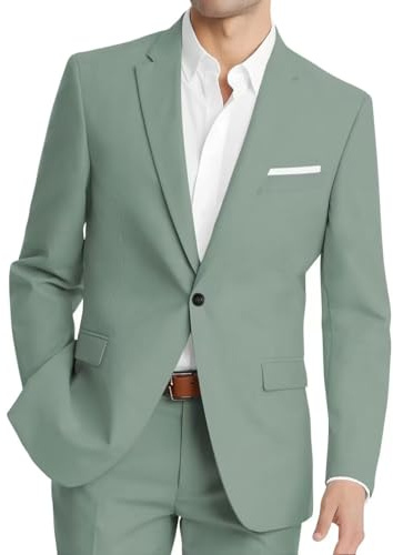Men’s Sage Green 2 Piece Suit Classic & Modern Fit Suit Separates, Large Size Formal Suits Outfit for Wedding, Gargen Party & Special Occasions in Spring Summer Guest Groomsmen Wedding