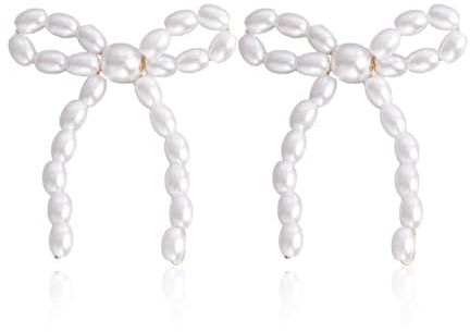 TOFBS Schleife Perlen Ohrringe Handgefertigt Süßwasserperlen Schmuck Elegante Ohrstecker Damen Mädchen Perlenohrringe