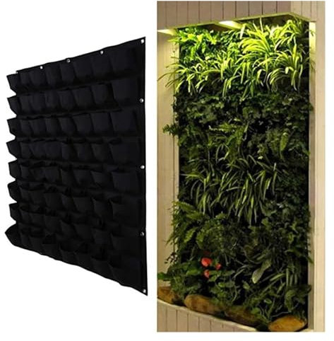 Vertikaler Garten Schwarze Farbe Wandbehang Pflanztaschen 36/72 Taschen Grow Bag Pflanzgefäß Vertikaler Garten Gemüse Living Garden Bag Home Supplies Pflanzbeutel (Color : 49 Pockets 100x100cm)