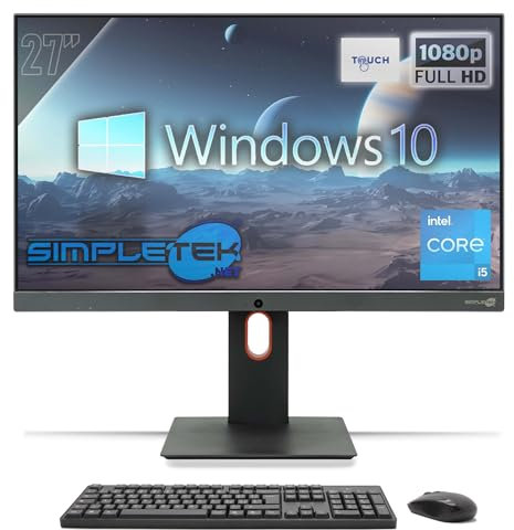 SIMPLETEK - All-in-One Computer Touch 27 FHD Core i5 | Windows 10 Pro 16GB RAM - SSD 240GB | Integrierter Touchscreen PC Aio Webcam
