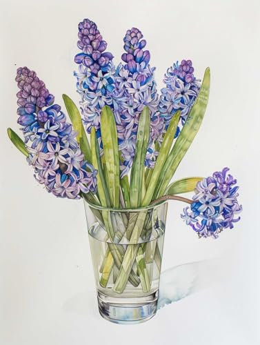 MAFANG 5D Diamond Painting Lila Hyazinthen-Blumen-Diamant-Kunst-Set，Rund，Voller Bohrer，5D-Diamant-Kunsthandwerk Für Zuhause，Wanddekoration，Diy-Geschenk 30x40cm
