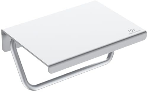 Ideal Standard Alu+ Papierrollenhalter mit Deckel, Hergestellt aus 84% recyceltem Aluminium, Verdeckte Befestigung und einfache Montage – Silber (150x114x95 mm)