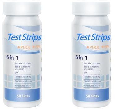 MAEXUS® PH Teststreifen, 100 Stück Pool Tester PH Und Chlor, Pool Teststreifen Pool Genaue Wasserüberwachung Teststreifen Aquarium Wasserhärte 6-in-1