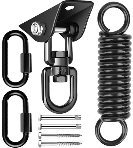 Crochet de Plafond Chaise Suspendue Ressort, Crochets de Suspension Hamac à Suspendre kit Acier Inoxydable 360° Rotation Fixation au Plafond jusqu'à 450Kg pour Yoga hamac Chaise Suspendue Sac de Boxe