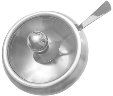 WATIIFUFU Juego de Recipientes 450ml de Acero Inoxidable y Vidrio con Tapa Hermética y Cuchara para Condimentos Adecuado para Hotel y Cafetería