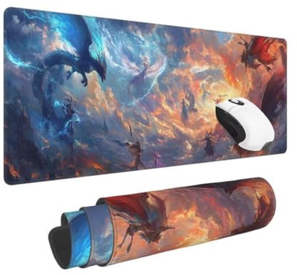 Gaming Mauspad XXL China Großes Mousepad 600 * 300mm rutschfeste Schreibtischunterlage Drache Mouse Pad mit Vernähte Kanten Verbessert Desk Mat Mauspad Groß Geschwindigkeit und Präzision für Gaming