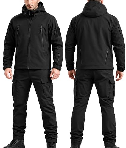 BESTXH Men's Softshell Suit, Fleece Lined Work Jacket & Cargo Trousers Set