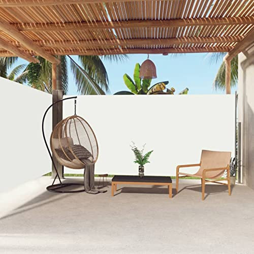 Somanki Seitenmarkise Ausziehbar, Windschutz, Seitenmarkise, Sichtschutz Ausziehbar, Seitenwandmarkiese, Creme 180x600 cm