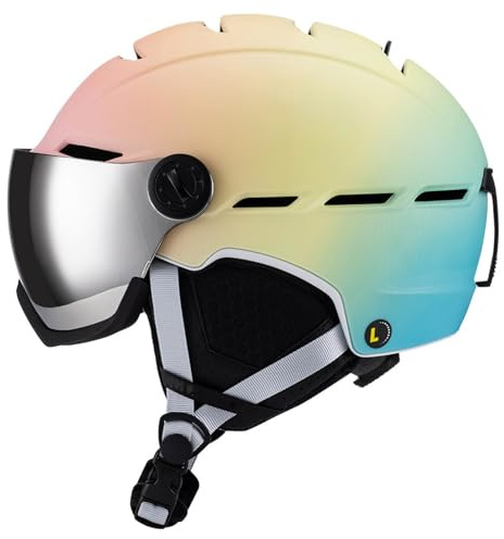 VHVYWY Casque de Ski avec Visière, Casque de Snowboard pour Hommes et Femmes, Casque Unisexe avec 12 Ouvertures D'aération, Ajustement Réglable 03,L