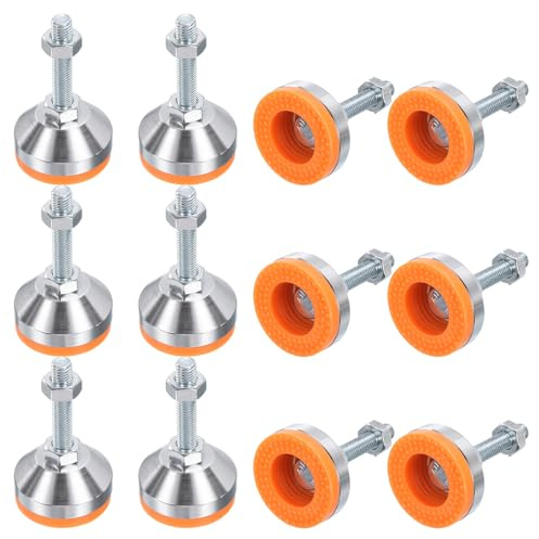 sourcing map 12 Pack Adjustable Heavy Duty Leveling Feet, 50mm/2 Dia Base M10 x 50mm Thread Anti-slip Shock-absorbing Furniture Leveler Legs for Workbench, Machine, Cabinet