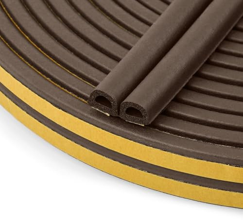 Flintronic Cinta Selladora Espuma, 1 Rollos 6M Burletes Puertas Tira de Sellado, 9mmx6mm, Espuma Burlete Adhesivo de Alta Densidad, para Anti Frío, Aislante, Ruido y Colisión (Marrón)
