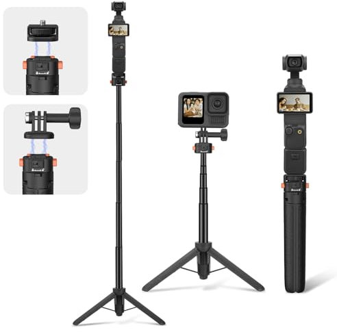 Osmo Pocket 3 Tripod for Go Pro Action Camera, Mini Table Desk Extendable Tripod Stand Small Handheld Selfie Stick with Quick Release 1/4'' Screw Vlog for DJI Action 5 Pro for Insta360 X4 Accessories