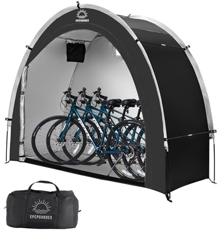 EPCPSHADES fahrradgarage für 2 fahrräder wetterfest, 210D Oxford Fahrrad Zelt wasserdichte Fahrradplane Gerätehaus für Motorrad Gartengeräte Spielzeug, Bogen, 210 x 80 x 170 cm