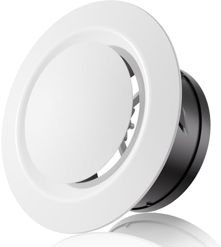 HG Power Rejilla Ventilacion 150mm Rejilla Ventilacion Redonda Tamaño de Salida de Aire Ajustable para Baño, Dormitorio, Cocina