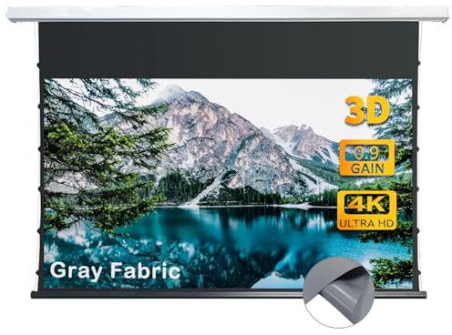 WUPRO QuadraArc Pantalla de Proyector Motorizada Gray Fabric 120 Pulgadas 16:9, Instalación en Pared y Techo, Pantalla Enrollable con Control Remoto, Compatible con Todos los Proyectores