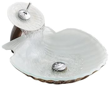 WEYFH Bathroom Vessel Sinks Bathroom Vessel Sink Bathroom Toilet Washbasin Hotel Art Desk Sink Creative Tempered Glass Washbasin Vessel Sink