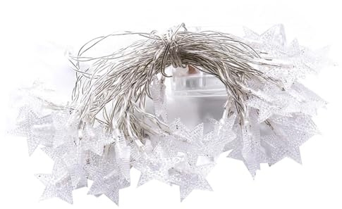 Ghirlanda luminosa a stella, 20 LED luci esterne a stella, luce 3,00 m, per balcone, letto, da soffitto, camera da letto, soggiorno, albero festa, Natale, ecc.
