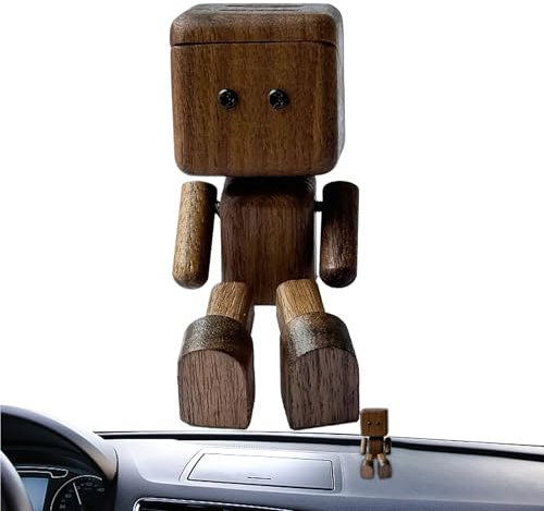 Generico Figura de madera oscilante,Difusor de perfume para coche Omino sacudiendo - Accesorios de decoración de interiores para el coche para mujeres y hombres