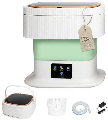 Mini machine à laver portable pour appartements – Compacte et pliable – Ensemble lave-linge et sèche-linge – Petite machine à laver portable Lavadora (vert, taille L)