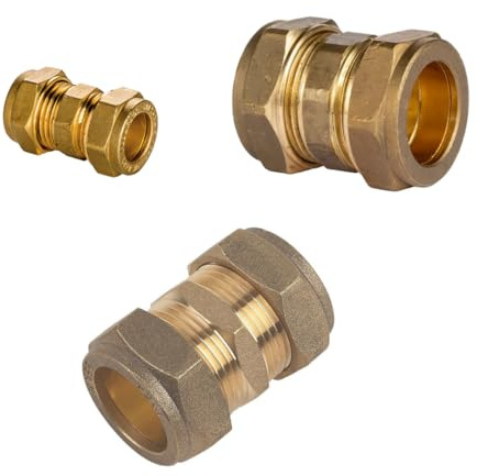 AIGHER Compression Straight Coupling, 22mm, Pack of 3, WRAS Approved