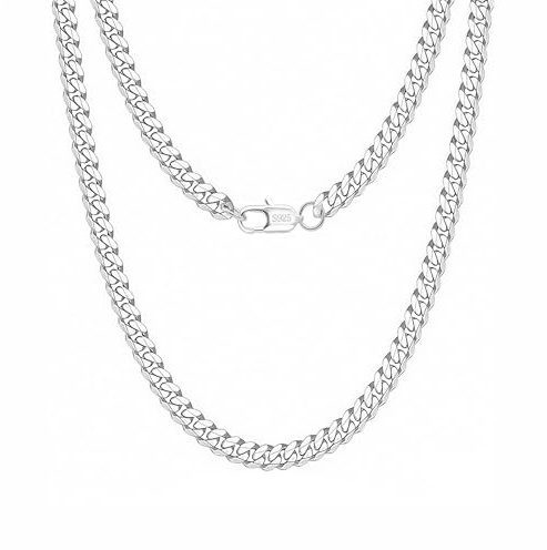 Mieoyue 925 Sterling Silber Panzerkette Halskette für Herren 5/7/9mm Breite Kubanische Gliederkette (5mm, 65.0 Zentimeter)