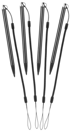 LIGIGWASH Resistive Screen Stylus Pens Aluminum and Abs Material with Spring Lanyard 4pcs Black Precise Control and Screen Protection for Navigation and Industrial Control Equipment