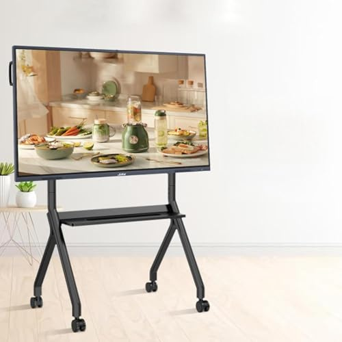 Meuble TV mobile avec roulettes, hauteur réglable et frein silencieux, idéal pour les téléviseurs grand écran jusqu'à 120