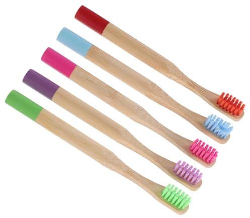 DECOMELODY Kinderzahnbürsten mit Weichem Bürstenkopf Zufällige Farbe 5 Stück-pack und Rundem Griff Verschleißfest und Bequem zu Halten für Tägliche Zahnpflege von Kindern