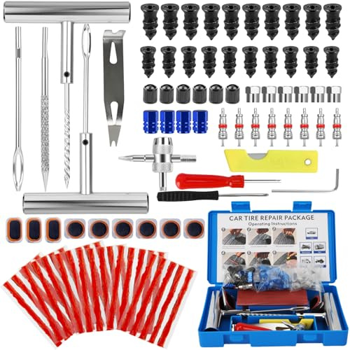 95PCS Tyre Repair Kit, Heavy Duty Car Puncture Repair Set, Tubeless Tyre Plug Kit with Storage Case - Emergency Fix for Car, Motorcycle, Truck, Van, ATV, Tractor
