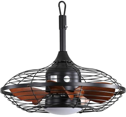 Ventilatore da soffitto esterno 20 pollici, telecomando integrato motore CC silenzioso con inversione flusso d'aria LED 18 W in alluminio e ABS per balcone giardino ristorante garage soggiorno