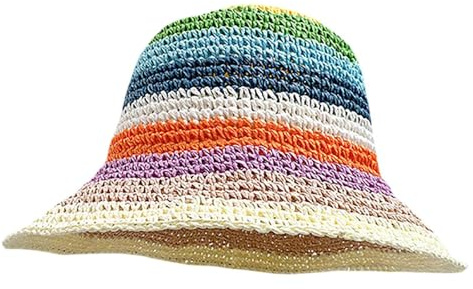 Generisk strand-solhatt för kvinnor brett brätte stråhatt Lsf 50 för utomhus resor elegant slapphatt, flerfärgad, one size