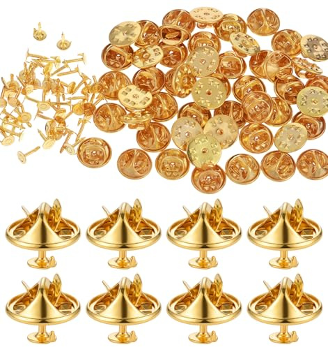 50 Paar Pin Verschluss, Goldener Anstecker Pin, Ersatzbefestigung für Pins, geeignet für Emaille Pins, Broschen, Abzeichen und DIY Schmuckherstellung