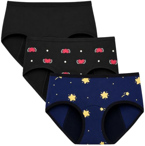 Soleurfe Culotte menstruelle Adolescente Absorbante 70ml Flux Abondant | Douce Respirante Séchage rapide, Slip Menstruel Réutilisable 5 Couches Protection, Adaptée aux Adolescents pour la Nuit