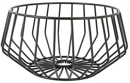Point-Virgule Obstkorb aus Metall, skandinavische wohnungs deko drahtkorb, Schwarz, 27 cm H 14 cm