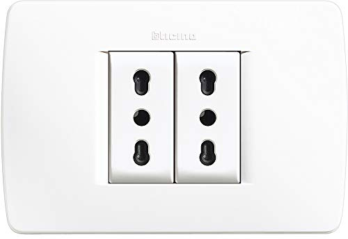 BTicino S4181CAB Kit con 2 Prese Bipasso Premontate