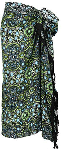 GURU SHOP Bali Sarong, Wandtuch, Wickelrock, Sarongkleid - Grün/blau, Herren/Damen, Synthetisch