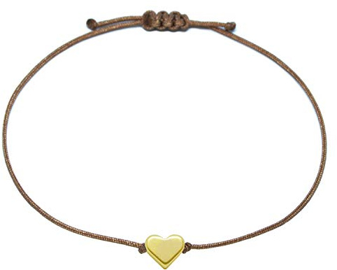 Selfmade Jewelry Armband Damen Herz Gold Größenverstellbares Makramee Armbändchen mit Herzchen Handmade Inkl. Geschenk-Verpackung