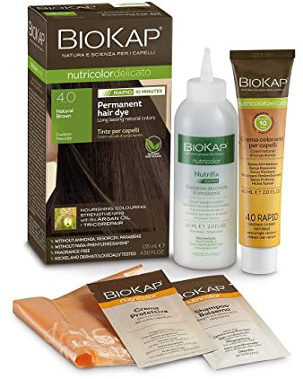 BioKap Natural Brown 4.0 Rapid Permanent Hair Colour Organic, Ammonia Free & Vegan Formula for Sensitive Skin 135ml