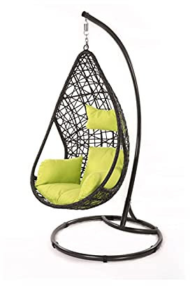 BKWJ Hängender Korb Weidenstuhl, Swingstühle, Hängematten, Hängende Stuhl Swing Outdoor Balkon Lounge Chair Faulener Schaukelstuhl, Garten Dekor, Gartenmöbel & Zubehör, 103 * 103 * 205 cm / 40,5 × 40,
