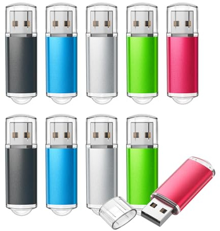 TOPESEL 8GB 10 Pack USB Flash Drive Thume Drive 2.0 Memory Stick Fold Storage Thumb Stick Jump Drive Pen Swivel Design for PC laptops, Tablets, TVs, car Audio (5 Mixed Colors)