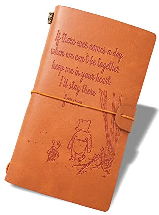 Reisetagebuch mit Winnie Puuh, Motivierender Spruch, mehrere Funktionen, Schreibtagebuch für Frauen und Männer, Reisetagebuch, liniert, nachfüllbar, 20,2 x 12,2 cm (WINI 010)
