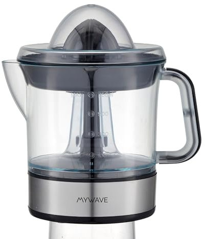 My Wave - Exprimidor Eléctrico sin Palanca - Rápida Extracción de Zumo - Potencia de 40W - Capacidad de 0,7 L - Asa para Sujetar - Cuerpo de Acero Inoxidable - Cono de Plástico