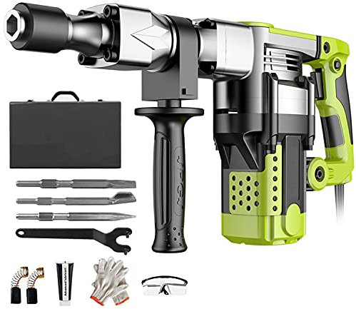 Martello Demolitore 9J Professionale, Industriale Perforatore 2900 BPM Tassellatore SDS-plus, incl. 3-Scalpelli Sistema di Smorzamento Delle Vibrazioni e Frizione di Sicurezza