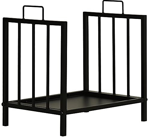 Outsunny Portalegna da Interno ed Esterno in Metallo con 2 Manici e Base Rialzata per 50kg di Legna, 39x32.5x46cm, Nero