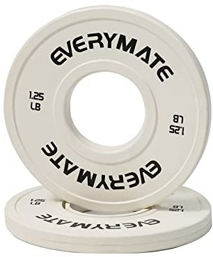 EVERYMATE 1.25LB, 2.5LB, 5LB Fractional Weight Plates Set - Olympic Bumper Plates with Steel Insert - Rubber Coated - Color Coded - Standard 2 Size